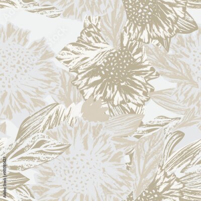 Tapete Neutral Colour Abstract Floral Seamless Pattern Design