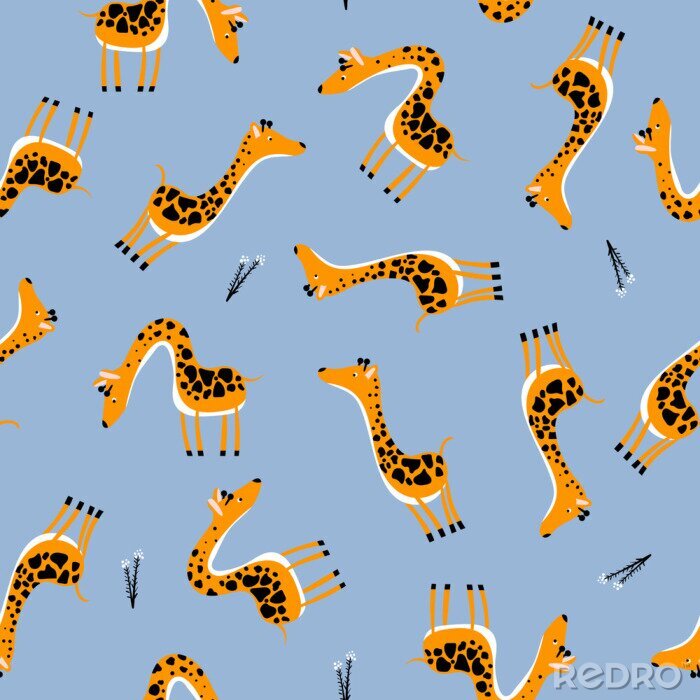 Tapete Niedliche Cartoon-Giraffen für Kinder
