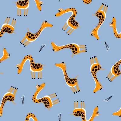 Tapete Niedliche Cartoon-Giraffen für Kinder