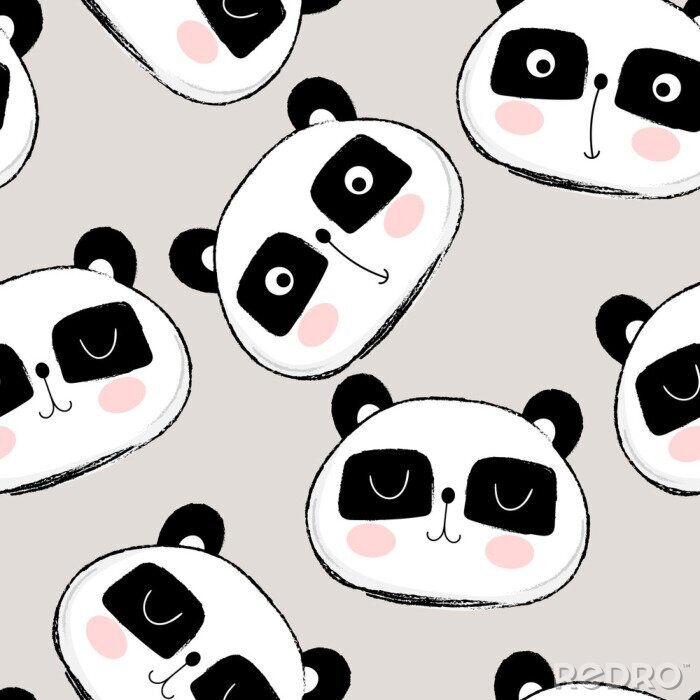 Tapete Niedliche Pandagesichter für Kinder
