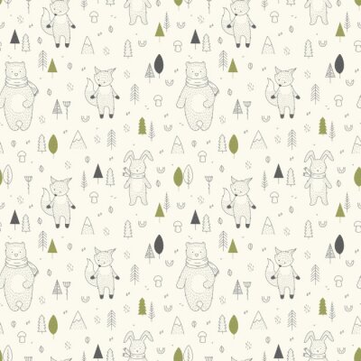 Tapete Niedliche Waldtiere für Kinder