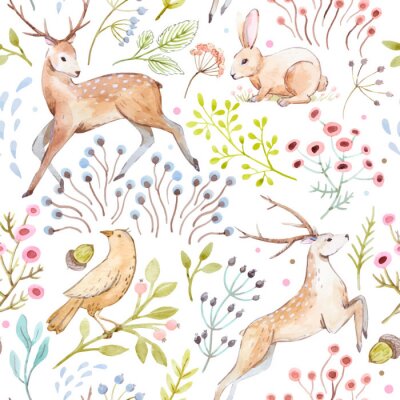 Tapete Nizza Vektor Aquarell Wald Muster