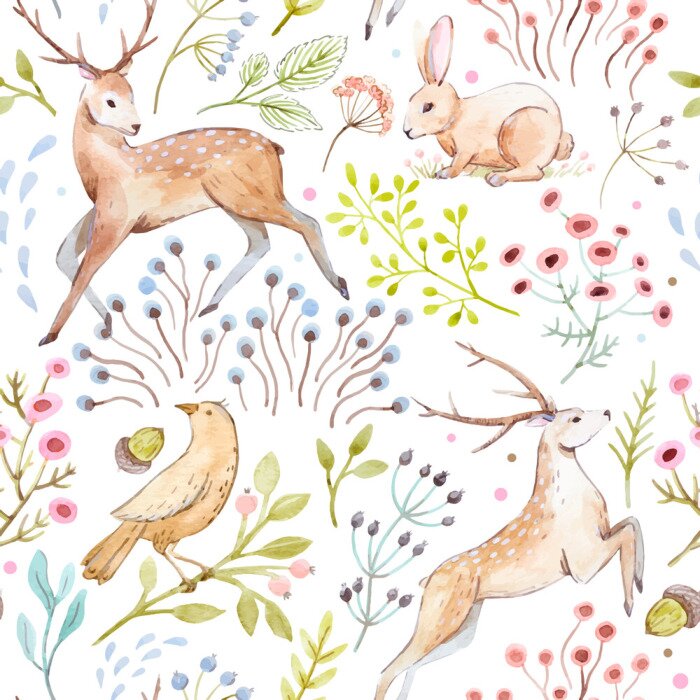 Tapete Nizza Vektor Aquarell Wald Muster