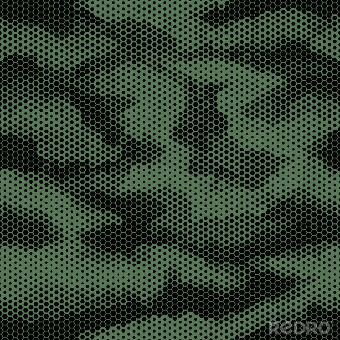 Tapete Octagon camouflage seamless pattern grün schwarz