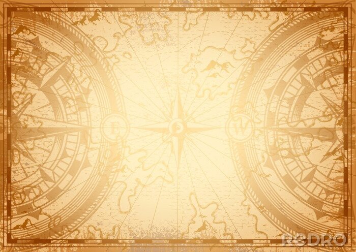 Tapete Old nautical map light template