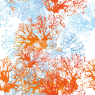 Tapete Orangefarbenes und blaues Korallenriff