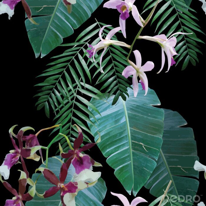 Tapete Orchideen exotischen tropischen Muster
