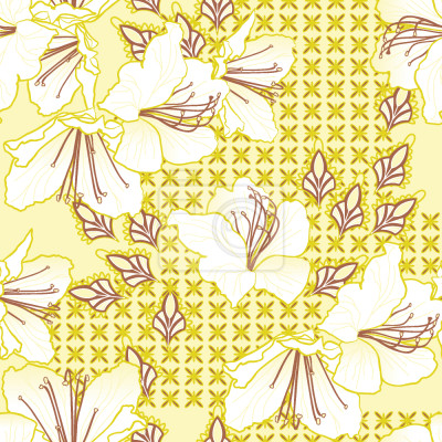 Tapete Orientalische Blüten Vanille