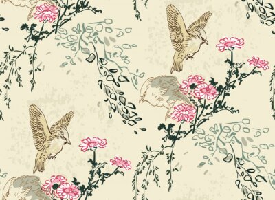 Tapete Orientalischer Stil mit japanischer Natur