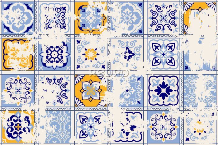 Tapete Orientalisches Mosaik im Vintage-Stil