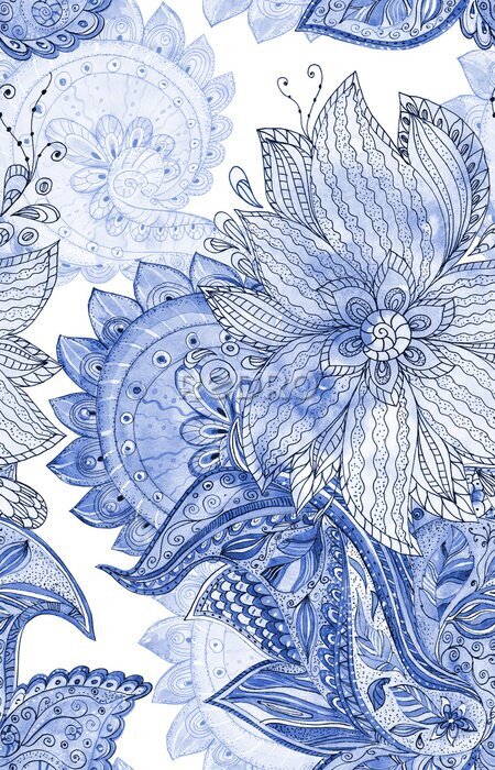 Tapete Orientalisches Muster mit Aquarell gemalt