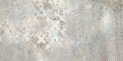 Fototapete Ornamente auf Betonstruktur in Grau
