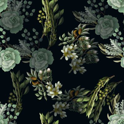 Tapete Paisley-Blumen umgeben von Schwarz