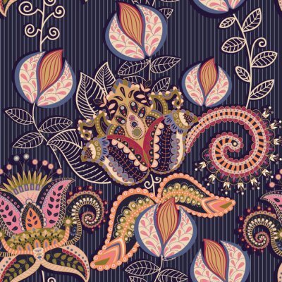 Tapete Paisley Verzierung. Bunte indische Kulisse