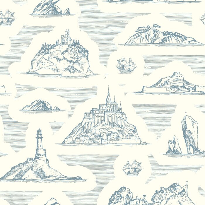 Tapete Palast im Bergjahrgang