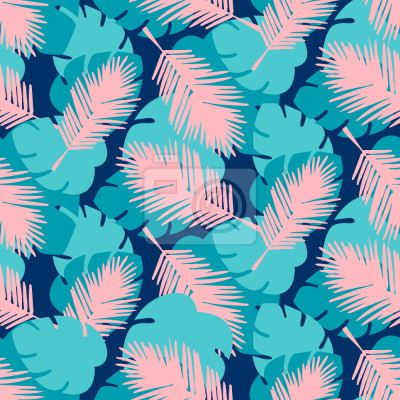 Tapete Palm und Monstera Blätter