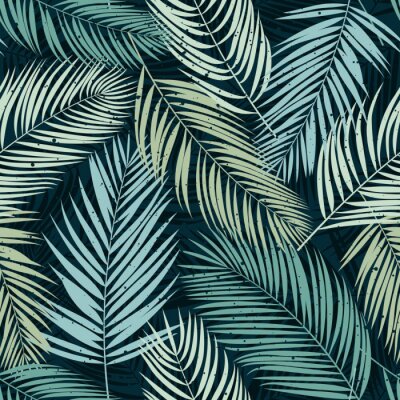 Tapete Palmblätter auf dunklem Hintergrund
