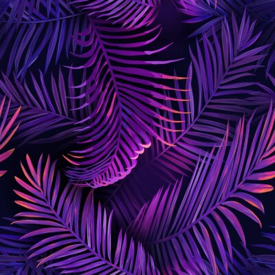 Palmblätter in violettem Licht