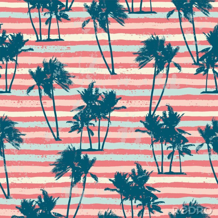 Tapete Palmen auf gestreiftem Hintergrund