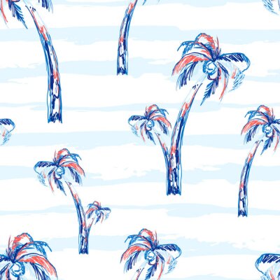 Tapete Palmen in Blautönen