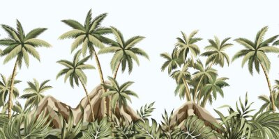 Palmen und Blätter im Vintage-Stil