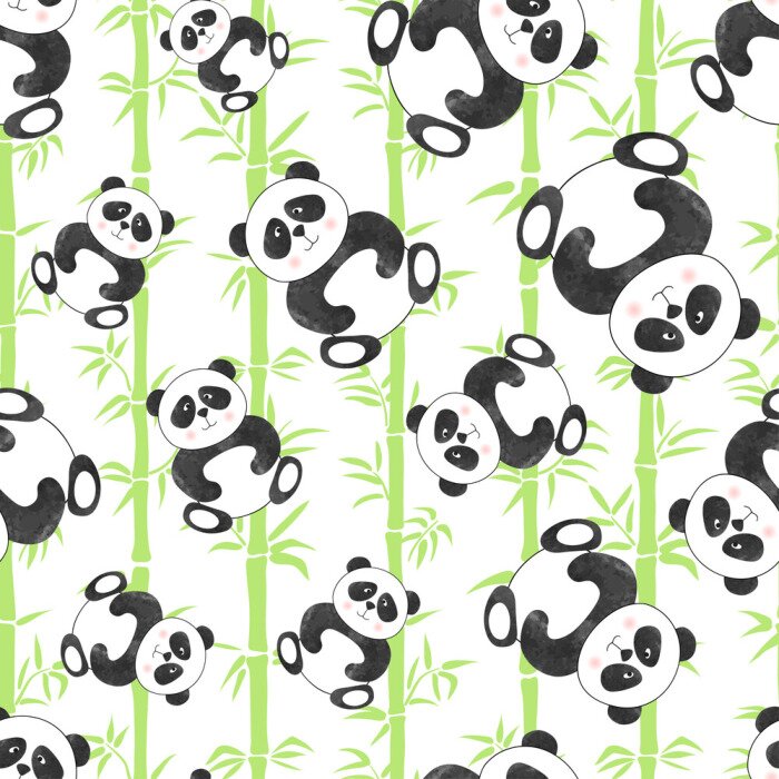 Tapete Pandas und grüne Bambusse