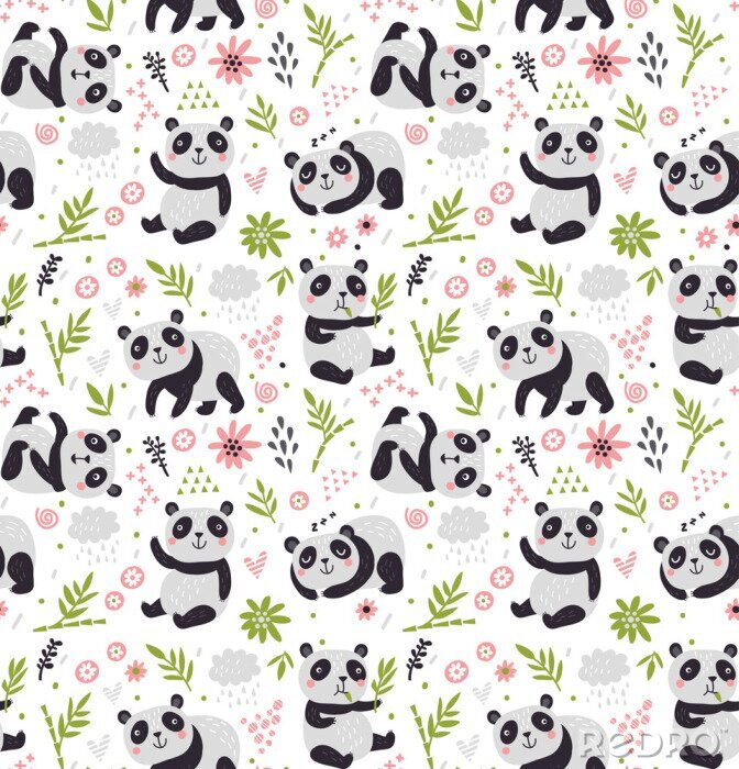 Tapete Pandas zwischen grünen Pflanzen