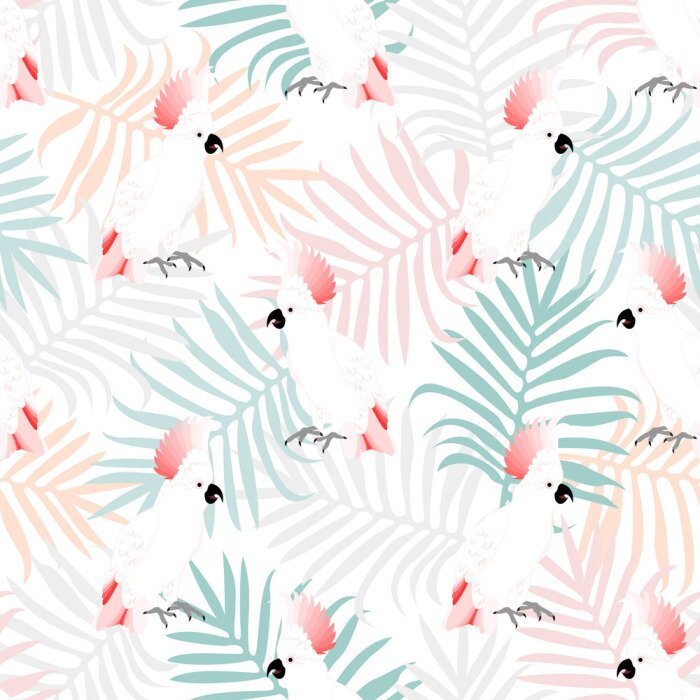 Tapete Papageien mit roten Schöpfen