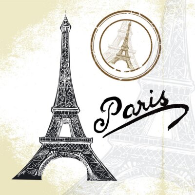 Paris Eiffelturm auf gealterter Textur