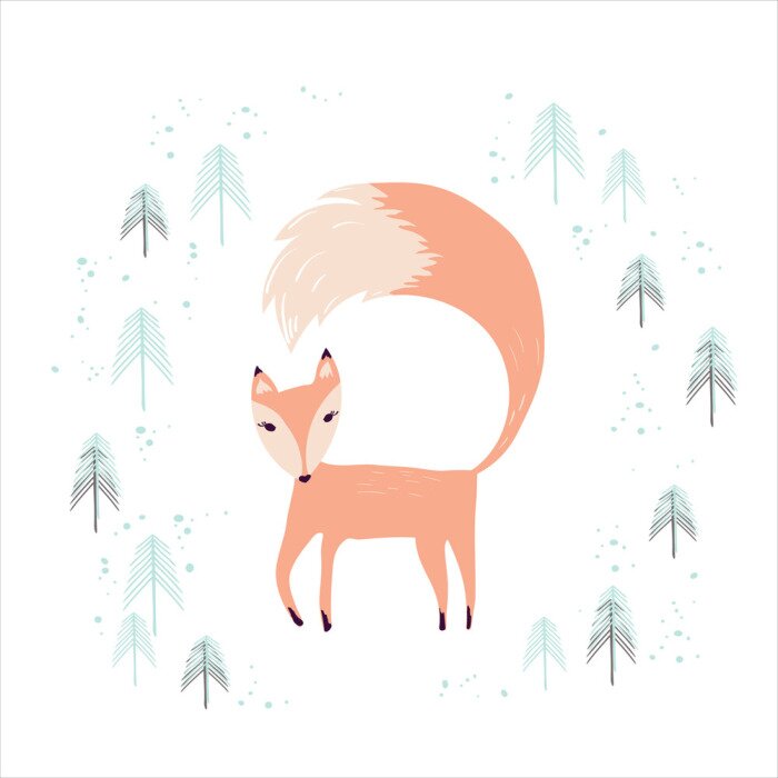 Tapete Pastell-Füchse und minimalistischer Wald