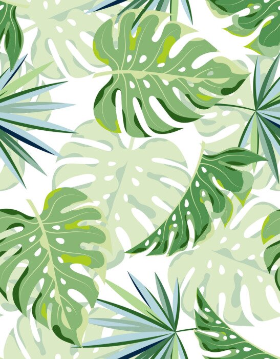 Tapete Pastellfarbene tropische Monstera-Blätter