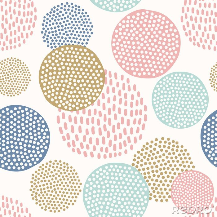 Tapete Pastellfarbenes Muster mit Kreisen und Punkten