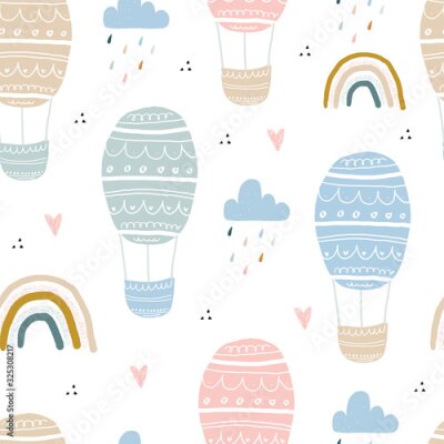 Tapete Pastellfeenballons am Himmel