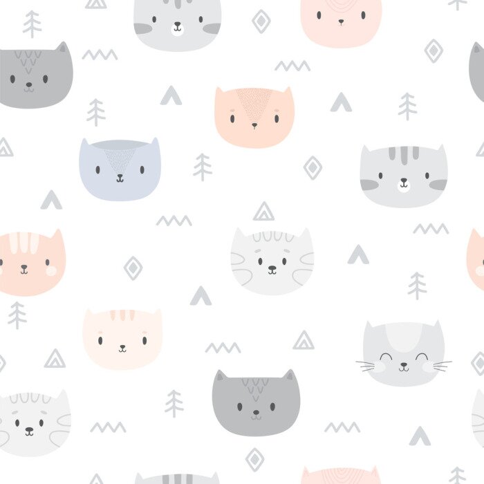 Tapete Pastellkätzchen auf Hintergrund