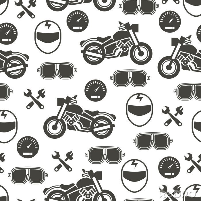 Tapete Pattern with motorcycle speed - moto seamless pattern