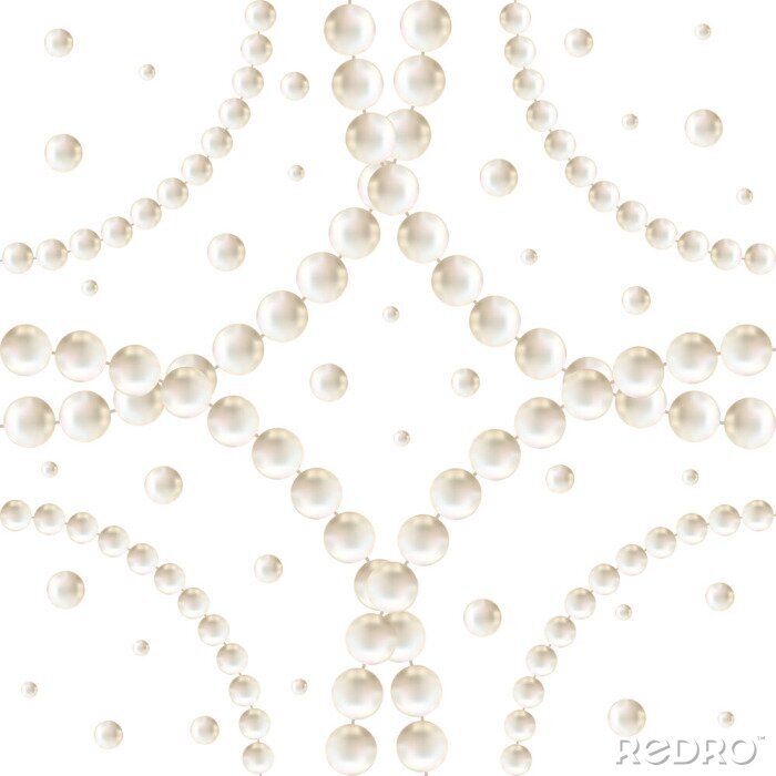 Tapete Perlenketten auf weißem Hintergrund