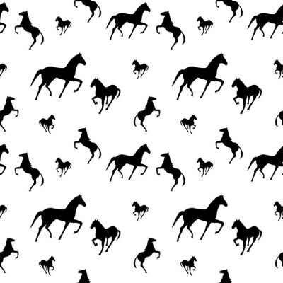Tapete Pferde unterschiedlicher Größe auf weißem Hintergrund