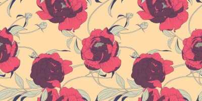 Tapete Pfingstrosen Rot- und Bordeauxrott?nen