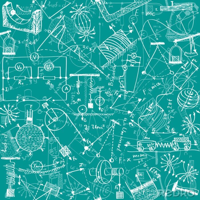Tapete Physikalische Muster auf grünem Hintergrund