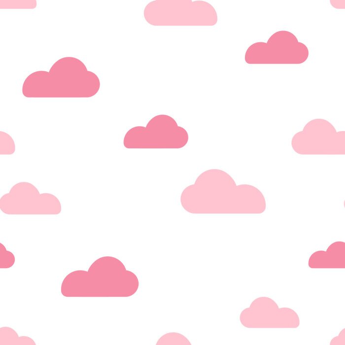 Tapete Pink cloud seamless pattern vector design baby art. Baby shower clouds , sky seamless pattern texture - Vector