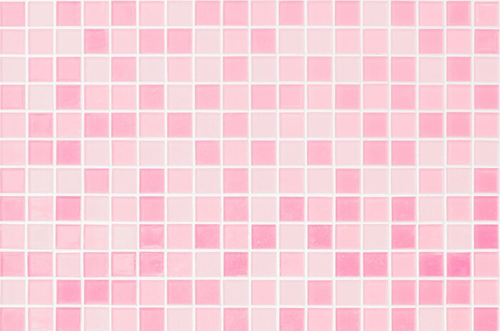 Tapete Pink tile wall chequered background bathroom floor texture. Ceramic wall and floor tiles mosaic background in bathroom
