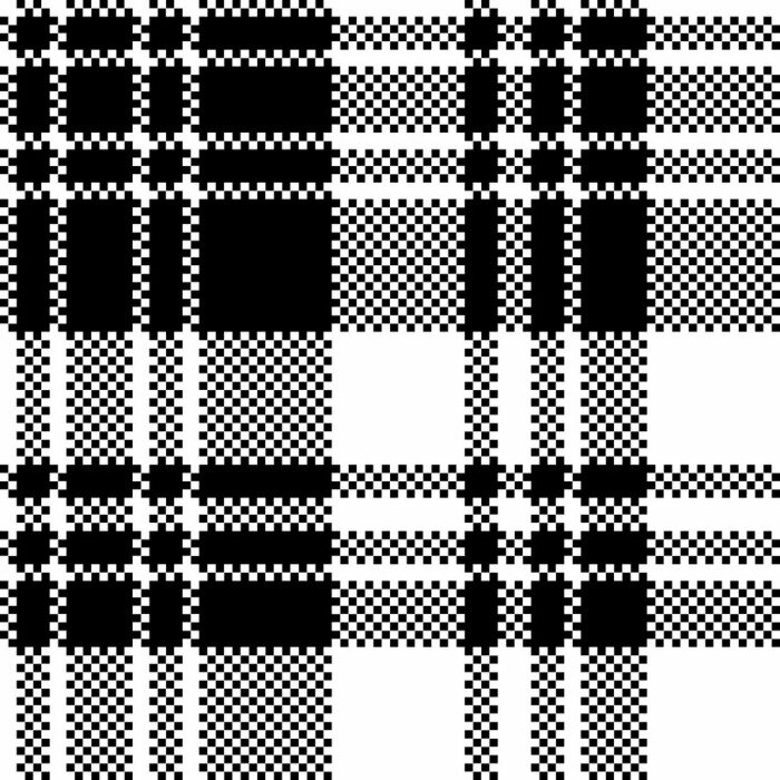 Tapete Pixel check fabric texture black white seamless pattern