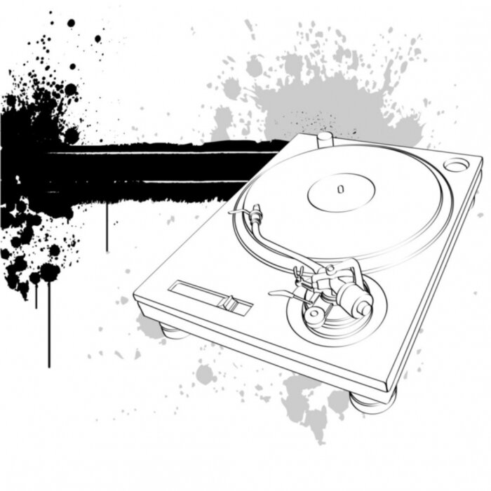 Tapete Plattenspieler und Farbflecken