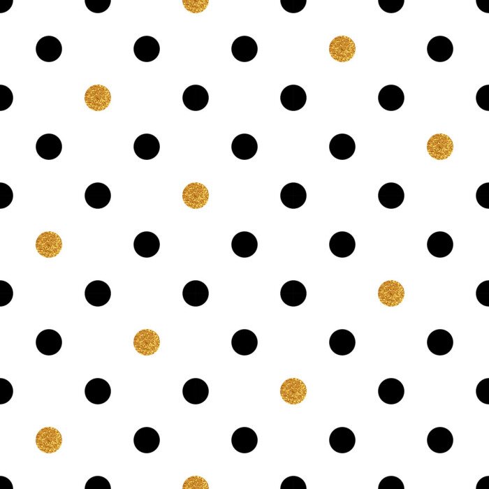 Tapete Polka dot nahtlose Hintergrund in Gold und schwarzen Farben.