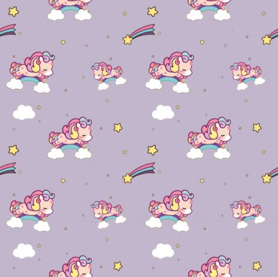 Tapete Ponys auf Regenbogen