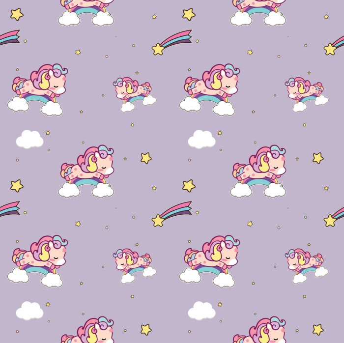 Tapete Ponys auf Regenbogen