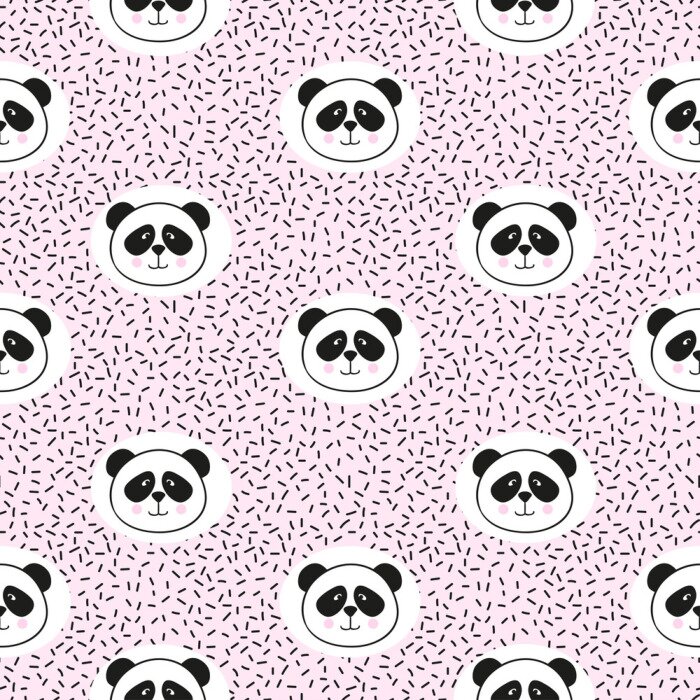 Tapete Porträt eines Pandas in Rosa