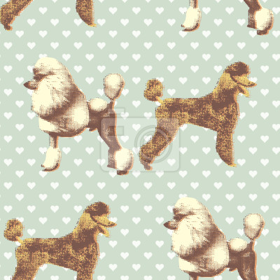 Tapete Pudel mit Herz Aqua