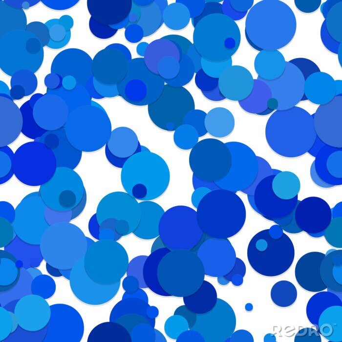 Tapete Punkte in Blautönen auf weißem Hintergrund