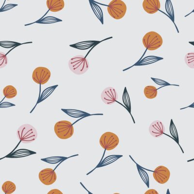 Tapete Pusteblumen gelb und rosa grauer Hintergrund